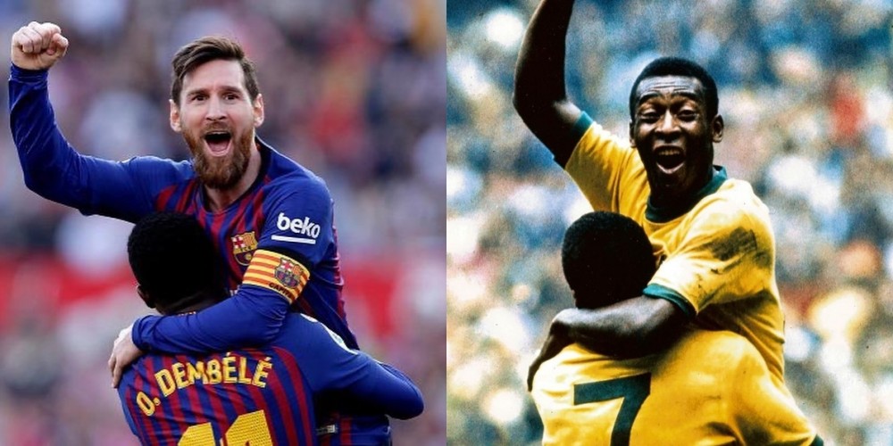 I admire you very much: Pele congratulates Messi.(Image courtesy: FC Barcelona Twitter)